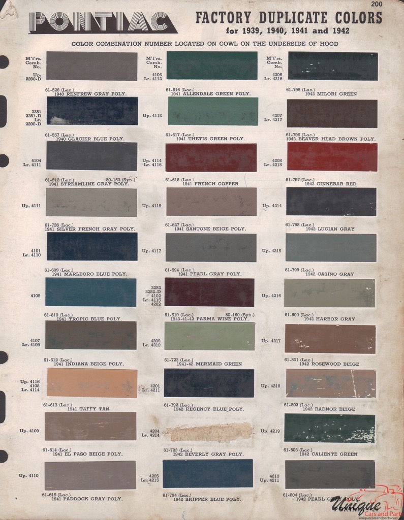 1942 Pontiac Paint Charts Martin-Senour 2